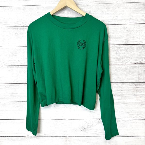 PINK Victoria's Secret Tops - Victoria's Secret PINK Long Sleeve Green Crop Top New With Tags Sizes S,…
